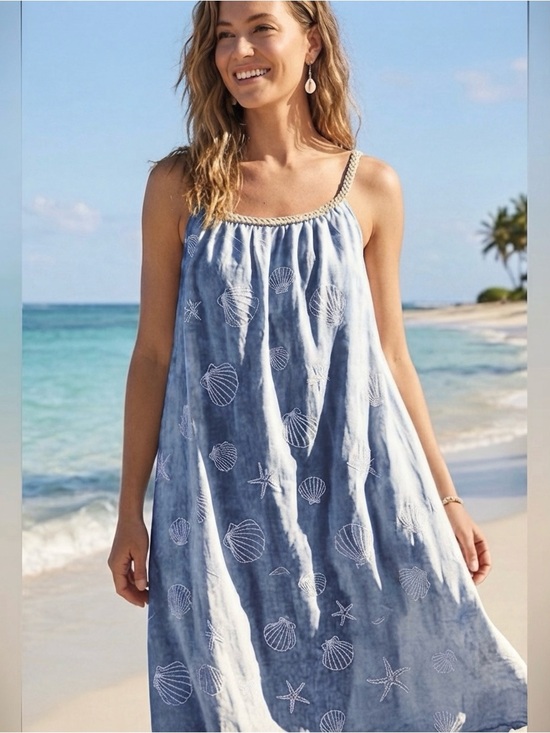 India Boutique Dresses & Skirts - INDIA BOUTIQUE Coastal Embroidered Jacquard Beach Dress One Size NWT